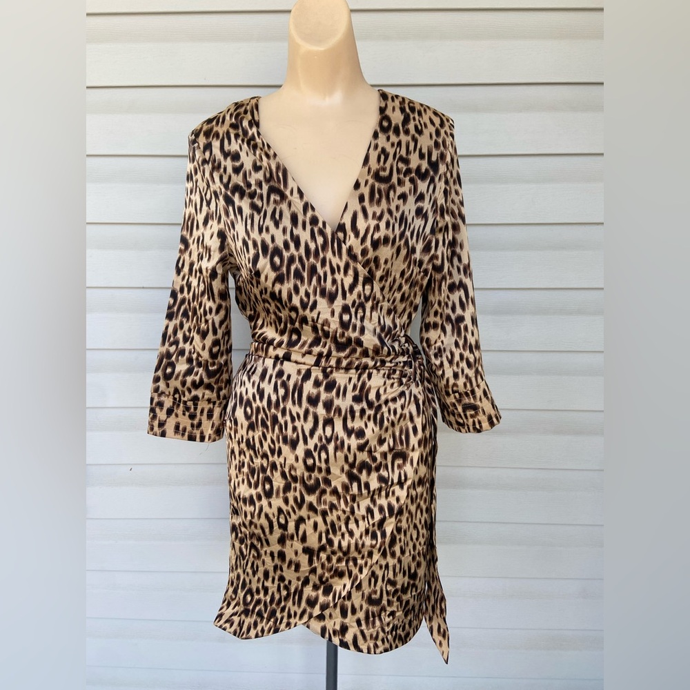 BRAND NEW WITH TAGS Quii Leopard Print Wrap Dress